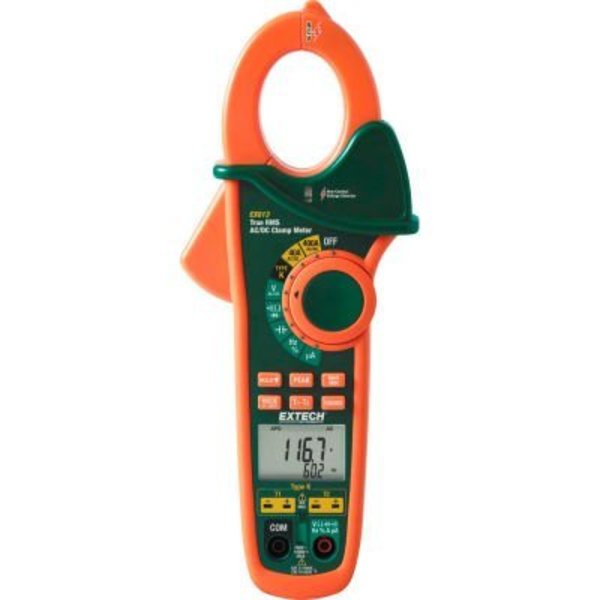 Flir Extech EX613 400A Dual Input Clamp Meter, IR Thermometer, NCV, Orange/Green EX613